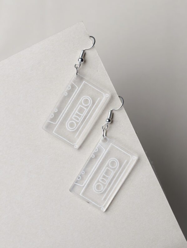 Retro Cassette Tape Radio Transparent Earring