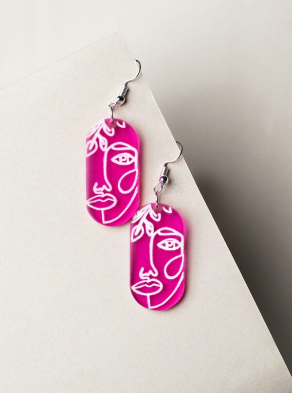 Pink Face Statement Earring